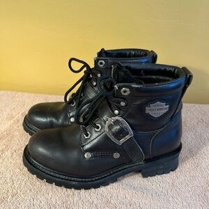 Harley-Davidson Black Leather Ankle Boots Women Size 7